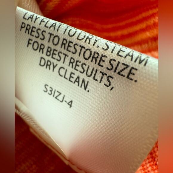 NWT Eileen Fisher Linen Jersey Dress with Mini Stripe Orange Shift Size Medium - Picture 7 of 11